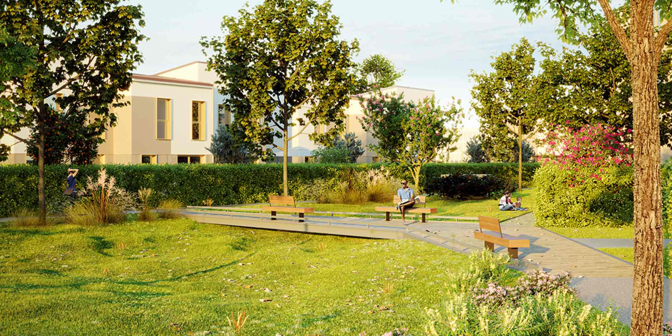 Ossabois, entreprise de construction bois, va réaliser pour Garden Wood à Bussy-Saint-Georges des maisons individuelles groupées avec beaucoup d'espaces verts.