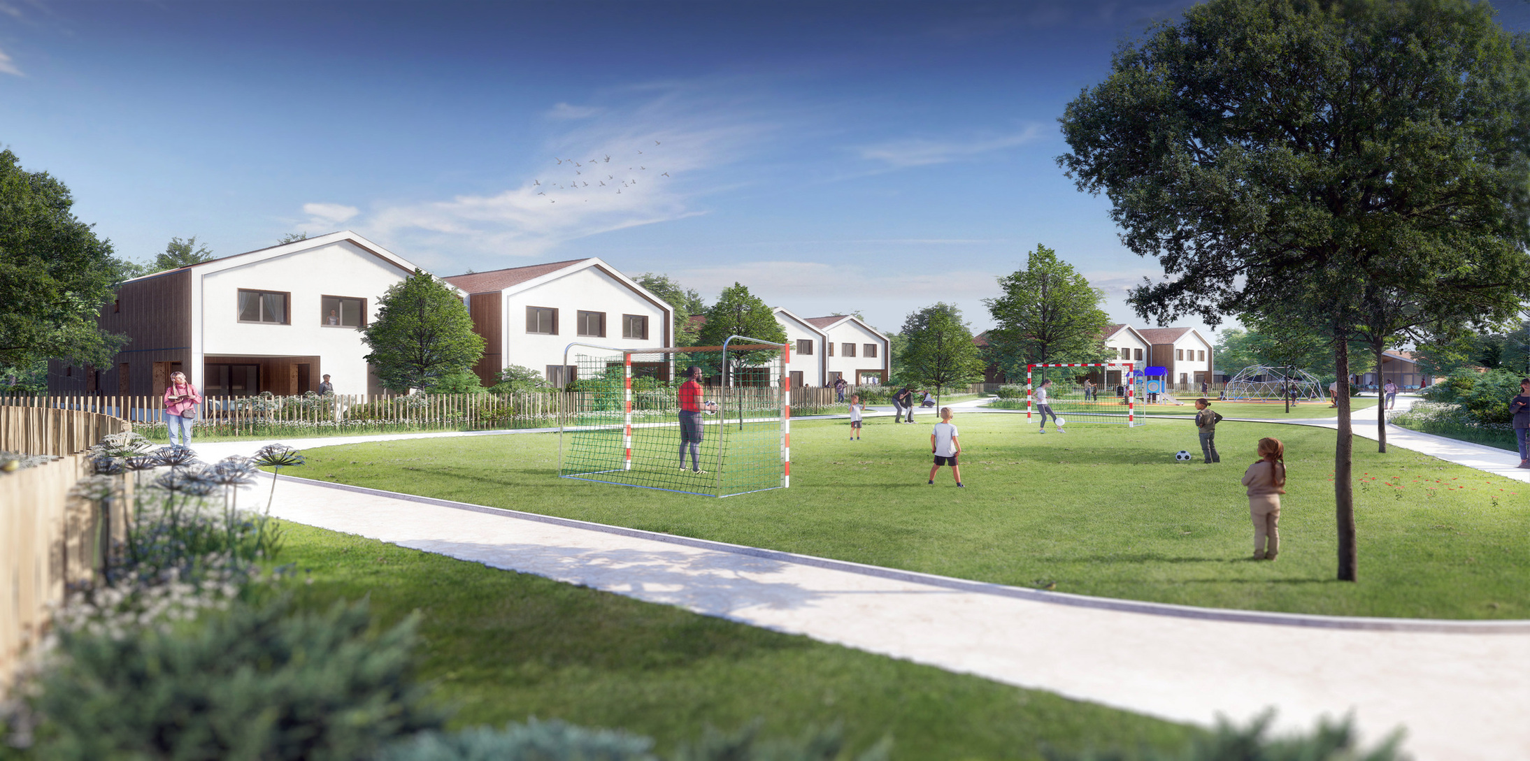 Village d’Enfants d’Action Enfance qui accueillera 48 enfants et leurs éducateurs à Tigy, réalisé par Ossabois pour Careit Promotion