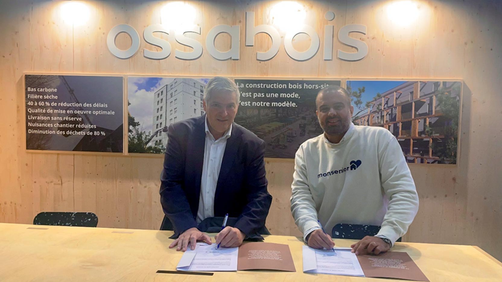 Signature d’un nouvel accord entre Ossabois et MonSenior, avec Yannick Sola et Cyprien Burtin