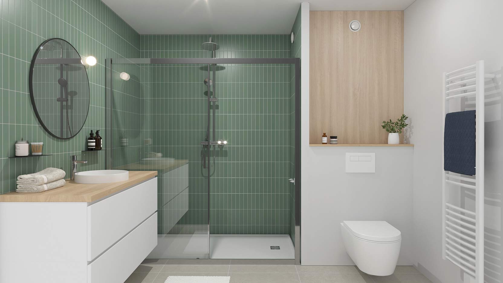Salle de bain hors-site Sent O conçue et fabriquée par Ossabois dans ses usines françaises